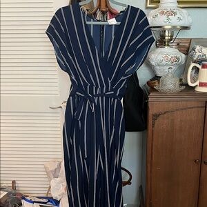 Siren Lily Striped Navy and White Maxi Jumpsuit